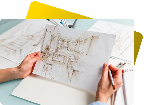 Students practicing interior design
