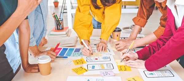 Students practicing interior design